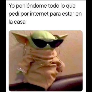 Stayhome bilingual yoda dressed with Poshmark buys